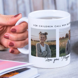 Christian Blessed Mum Gift Photo Collage Minimal Coffee Mug