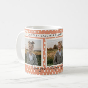 Christian Blessed Mum Photo Collage Keepsake Peach Coffee Mug