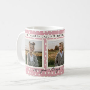 Christian Blessed Mum Photo Collage Keepsake Pink Coffee Mug