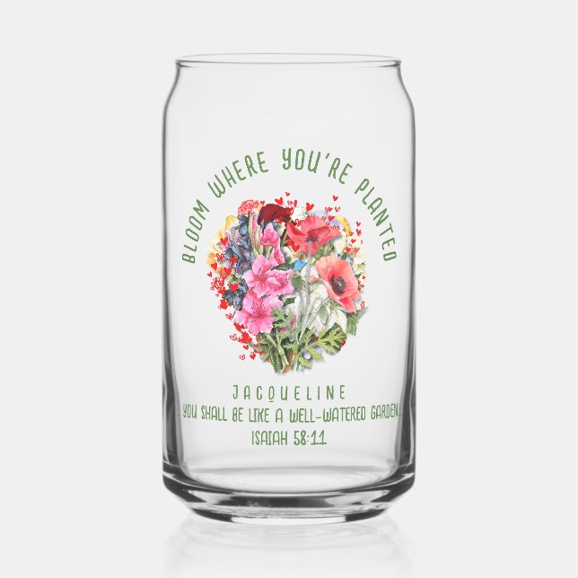 Christian BLOOM WHERE YOU'RE PLANTED Floral Plant Can Glass (Left)