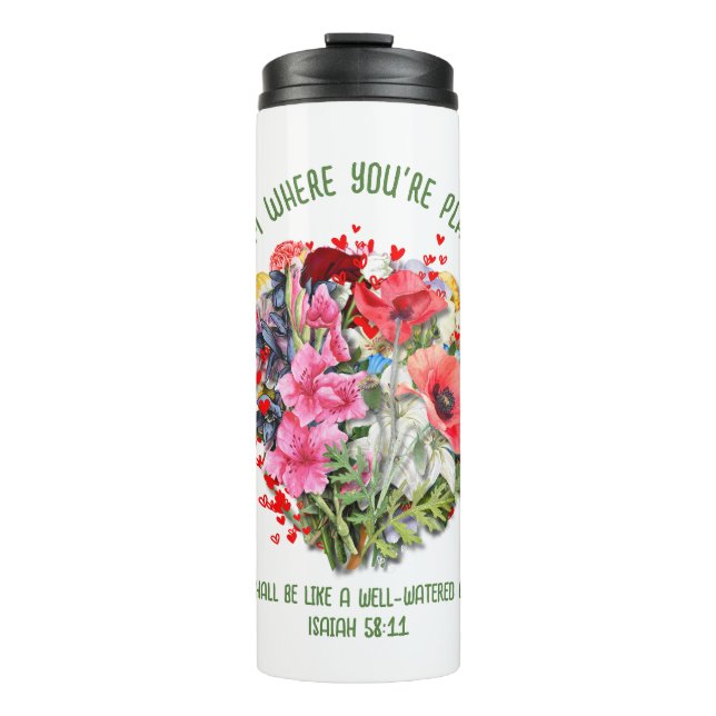 Christian BLOOM WHERE YOU'RE PLANTED Floral Thermal Tumbler (Front)