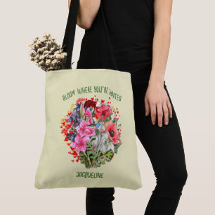 Christian BLOOM WHERE YOU'RE PLANTED Yellow Floral Tote Bag