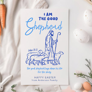 Christian Blue Bible Verse Happy Easter Greenings  Holiday Card