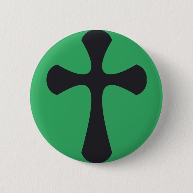 Christian blue cross 6 cm round badge (Front)
