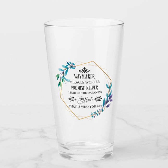 Christian Blue Floral Wreath Glass (Front)