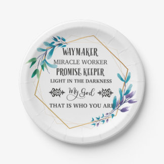 Christian Blue Floral Wreath Paper Plate