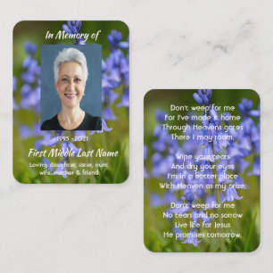 Christian Bluebell Flowers Memorial Keepsake Business Card