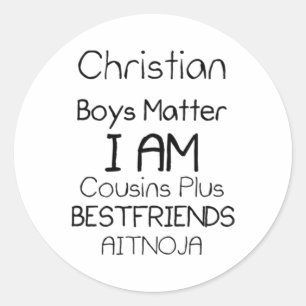 Christian Boys I Am Cousins Plus Best Friends Aimo Classic Round Sticker