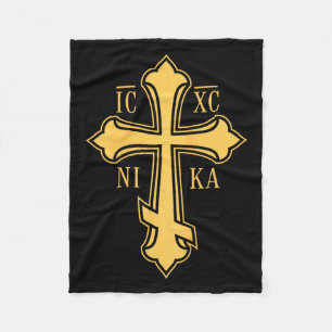 Christian Byzantine Cross Ic Xc Nika - Jesus Chris Fleece Blanket