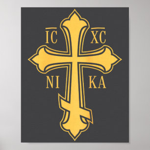 Christian Byzantine Cross Ic Xc Nika - Jesus Chris Poster