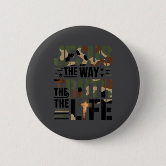 Christian Camouflage Jesus Way Truth Life Camo Bib 6 Cm Round Badge