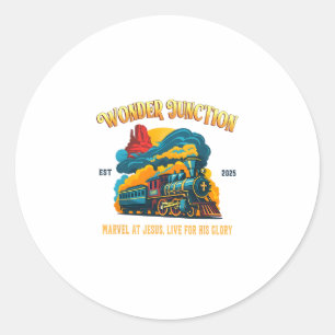 Christian Camp Vbs 2025 Wonder His Glory Junction Classic Round Sticker