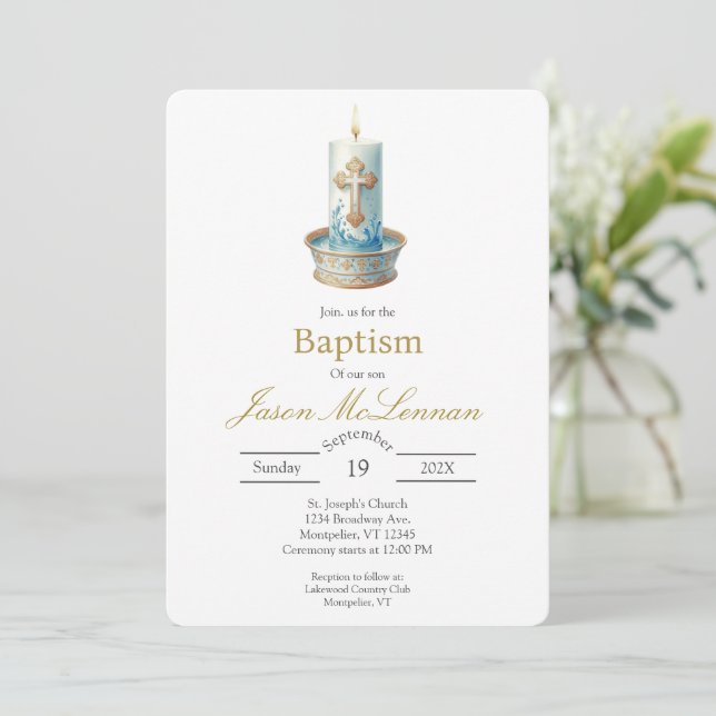 Christian Candle baptism Invitation (Standing Front)