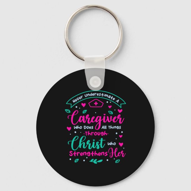Christian Caregiver Female Caregiver Appreciation  Key Ring (Front)