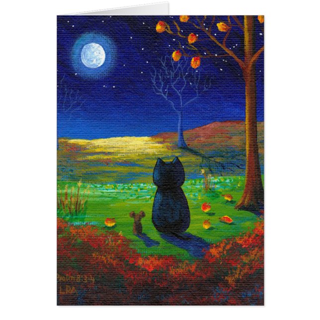 Christian Cat Moon Fall Leaves Creationarts (Front)