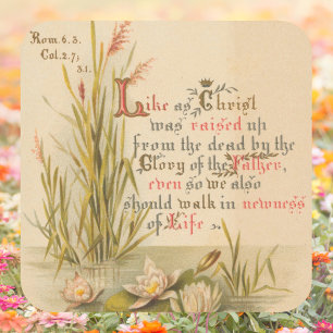 Christian Catholic Bible Christ is Risen Easter Square Sticker