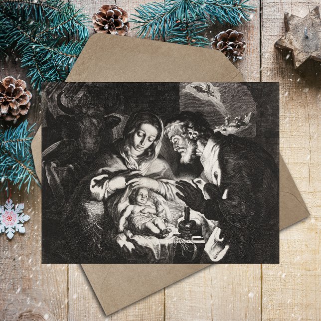 Christian Catholic Christmas Nativity Scene Manger Holiday Postcard (Vintage Traditional Religious Christian Catholic Christmas Nativity Scene Manger Holiday Postcard)