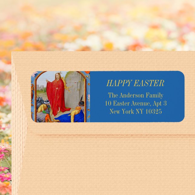 Christian Catholic Mediaeval Resurrection Easter (Religious Christian Catholic Medieval Resurrection of Jesus Christ Happy Easter Return Address Label)