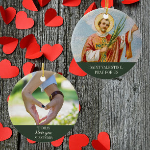Christian Catholic Photo Saint Valentine's Day Ceramic Tree Decoration
