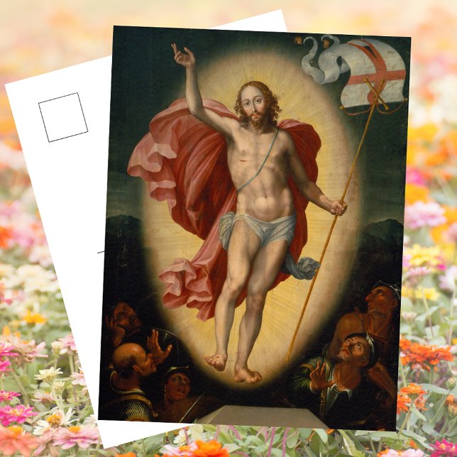 Christian Catholic Resurrection of Jesus Easter Holiday Postcard (Religious Christian Catholic Resurrection of Jesus Christ Happy Easter Alleluia Postcard)