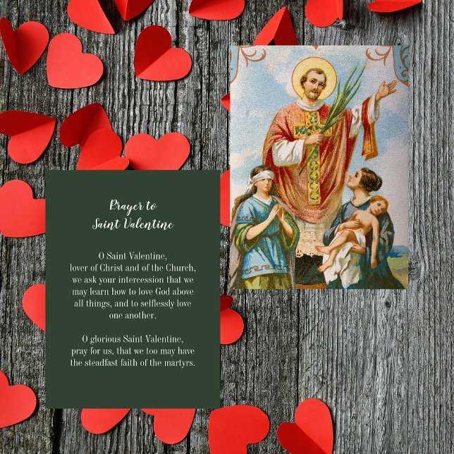 Christian Catholic Saint Valentine's Day Prayer Card (Religious Christian Catholic Valentine's Day Prayer Card to Saint Valentine saint patron of lovers)