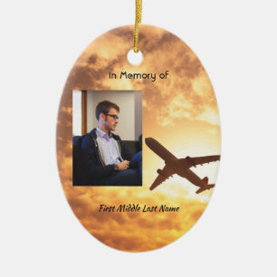 Christian Celebration Life Keepsake Aeroplane Pilo Ceramic Tree Decoration