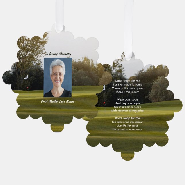 Christian Celebration Life Keepsake Golf Golfing  Tree Decoration Card (Front/Back)