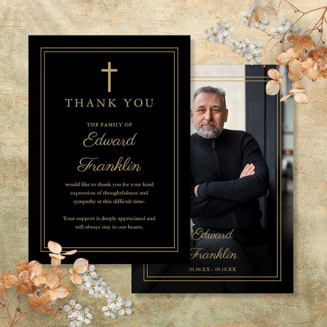 Christian Celebration Of Life Funeral Photo Thank You Card (Christian Celebration Of Life Funeral Photo Thank You Card)