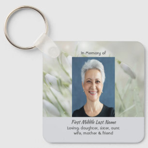 Christian Celebration of Life Snowdrop Flowers Key Ring