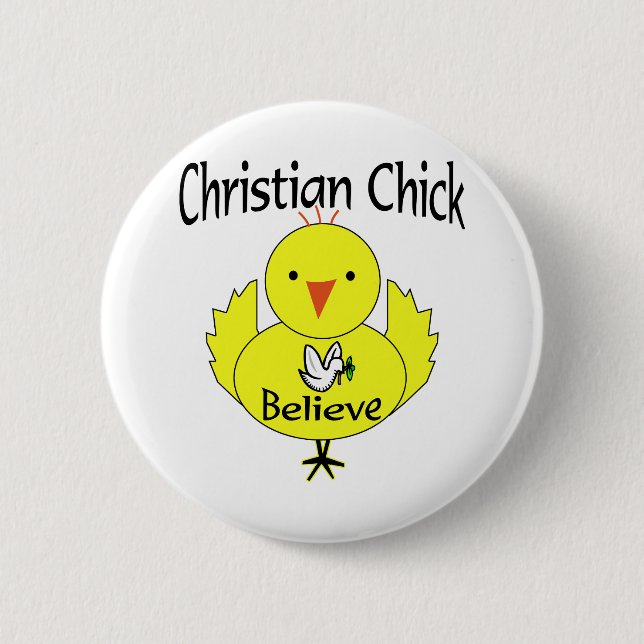Christian chick 6 cm round badge (Front)