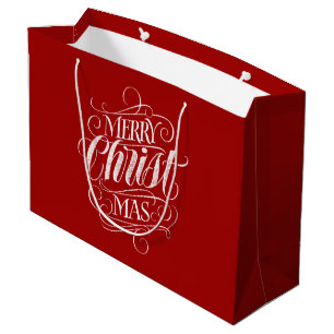 Christian Christ Christmas Chalkboard Calligraphy Large Gift Bag