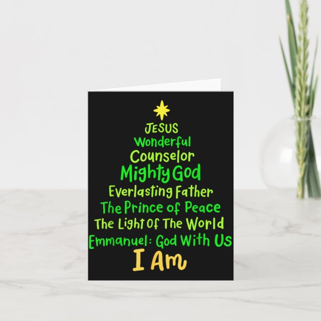 Christian Christmas Jesus Bible Names Xmas Tree Sh Card (Front)