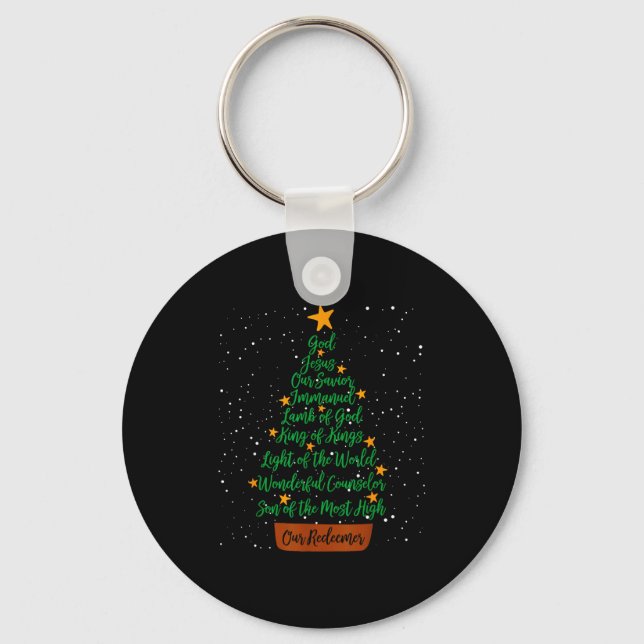 Christian Christmas Jesus Bible Names Xmas Tree Sh Key Ring (Front)