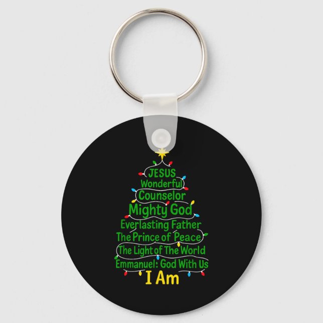 Christian Christmas Jesus Bible Names Xmas Tree Sh Key Ring (Front)