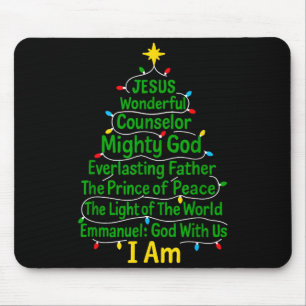 Christian Christmas Jesus Bible Names Xmas Tree Sh Mouse Pad