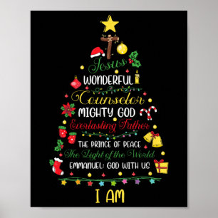 Christian Christmas Jesus Bible Names Xmas Tree Sh Poster