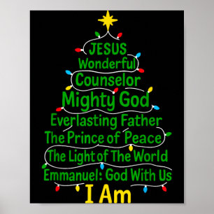 Christian Christmas Jesus Bible Names Xmas Tree Sh Poster