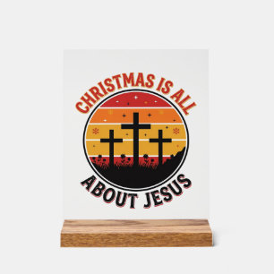 Christian Christmas Jesus Sunset Cross T-Shirt Des Acrylic Sign