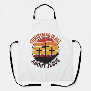 Christian Christmas Jesus Sunset Cross T-Shirt Des Apron
