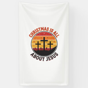 Christian Christmas Jesus Sunset Cross T-Shirt Des Banner