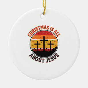 Christian Christmas Jesus Sunset Cross T-Shirt Des Ceramic Tree Decoration