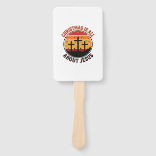Christian Christmas Jesus Sunset Cross T-Shirt Des Hand Fan