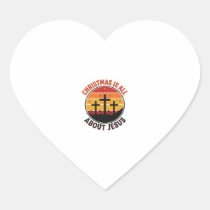 Christian Christmas Jesus Sunset Cross T-Shirt Des Heart Sticker