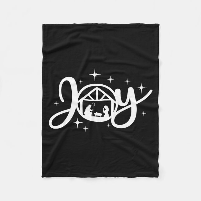Christian Christmas Joy Jesus Nativity Scene Faith Fleece Blanket (Front)