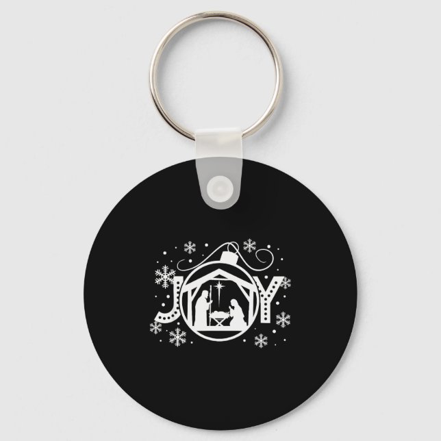 Christian Christmas Joy Jesus Nativity Scene Faith Key Ring (Front)