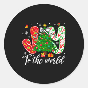 Christian Christmas Joy To The World Christmas Tre Classic Round Sticker