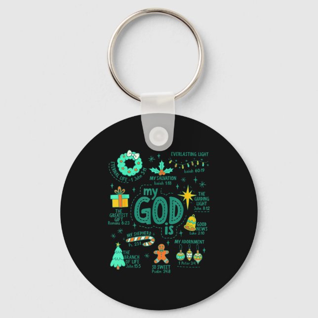 Christian Christmas My God Is Jesus Is The Reason  Key Ring (Front)