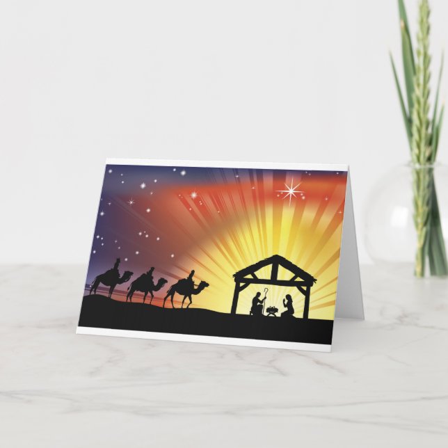 Christian Christmas Nativity Scene Holiday Card (Front)