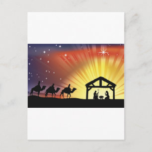 Christian Christmas Nativity Scene Holiday Postcard