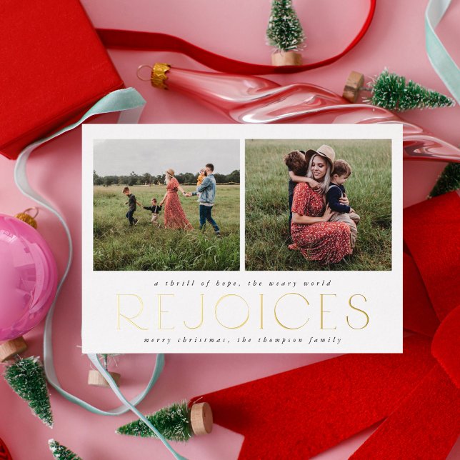 Christian Christmas Photo Card Foil Black Rejoice (Creator Uploaded)